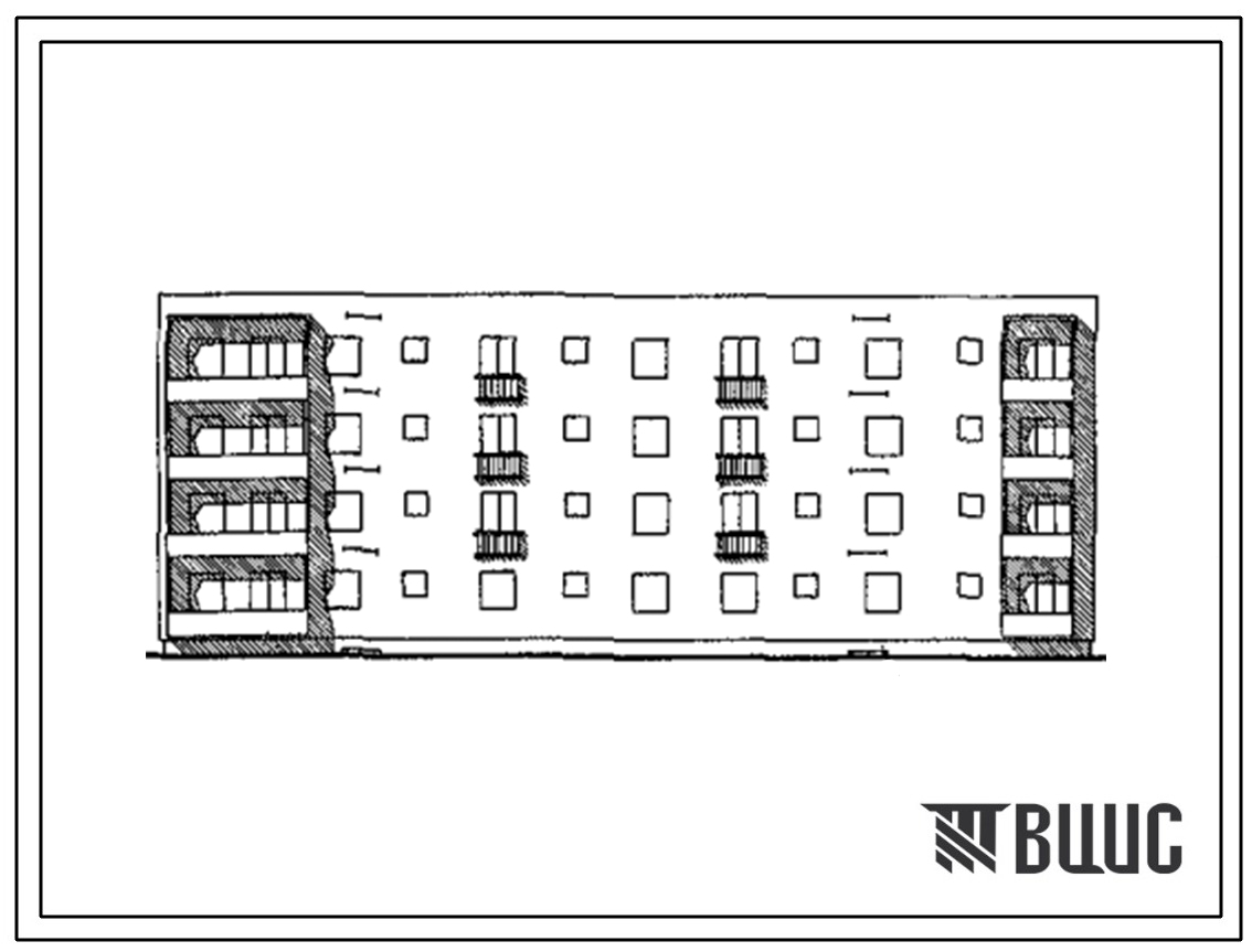Типовой проект 98-025с 4-этажная блок-секция на 16 квартир 5А.2Б - 2Б.3А поворотная левая, обратная