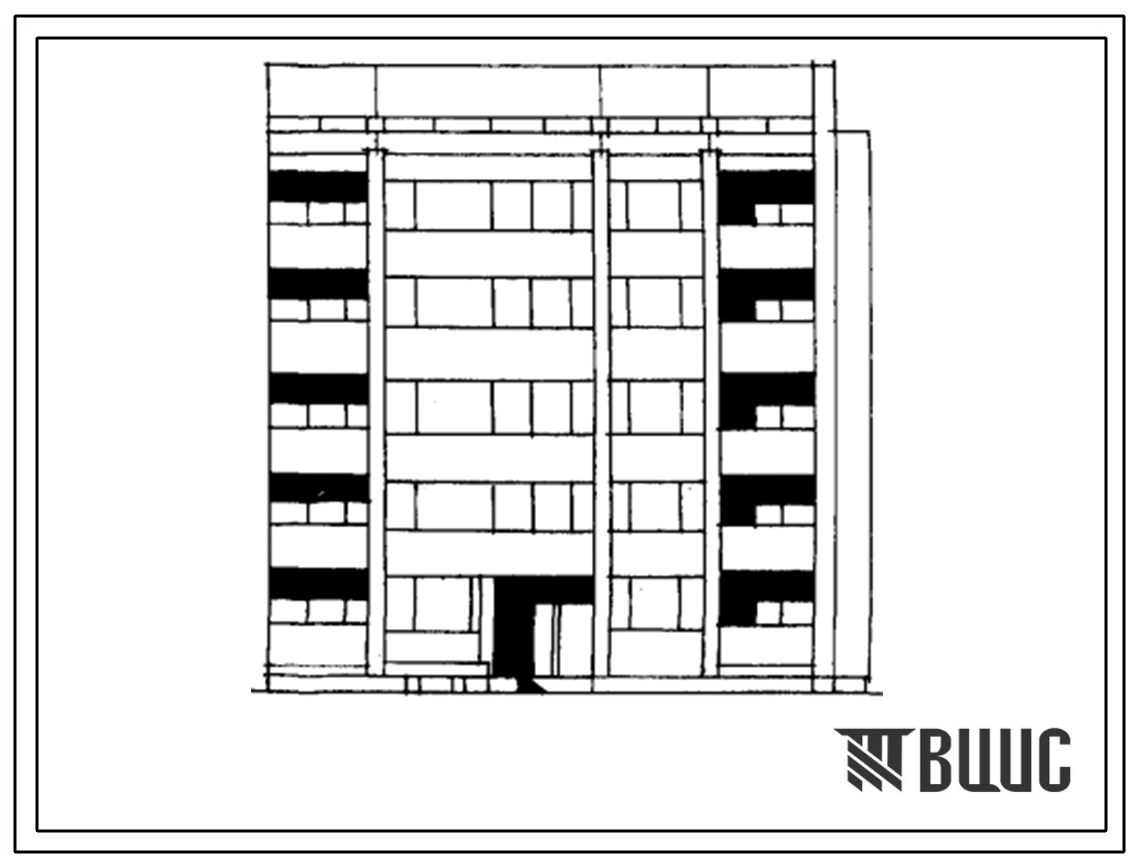 Типовой проект 103-043/1 Пятиэтажная блок-секция рядовая с левым торцевым окончанием под углом 900 на 14 квартир (двухкомнатных 2Б-8, трехкомнатных 3Б-6). Для строительства во 2Б и 2В климатических подрайонах Латвийской ССР