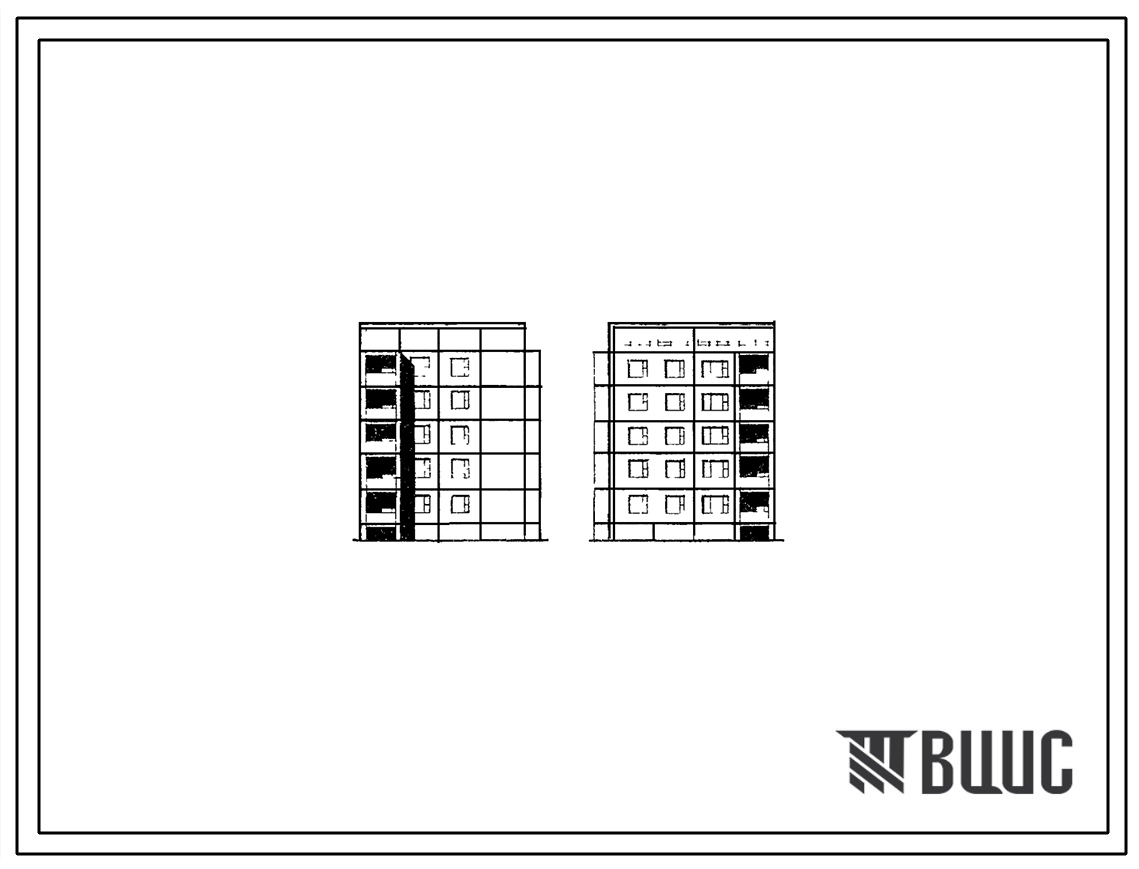 Типовой проект 125-023/1 Пятиэтажная блок-секция угловая правая на 10 квартир (однокомнатных 1А-1, двухкомнатных 2А-4, четырехкомнатных 4А-5). Для строительства в 1В и 1Д климатических подрайонах в г.г.Усть-Илимске и Братске