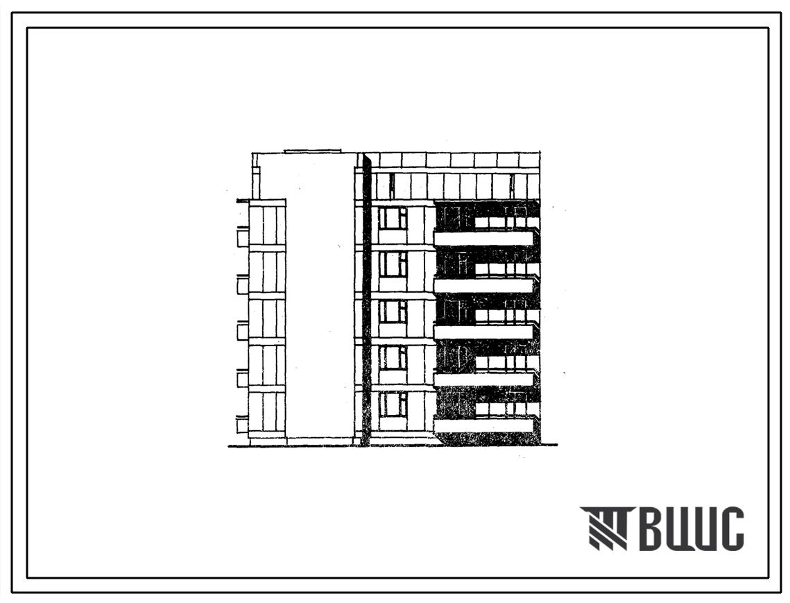 Типовой проект 67-035/1.2 Пятиэтажная блок-секция угловая (Т-образная) на 15 квартир 2Б, 2Б, 2Б (левая)