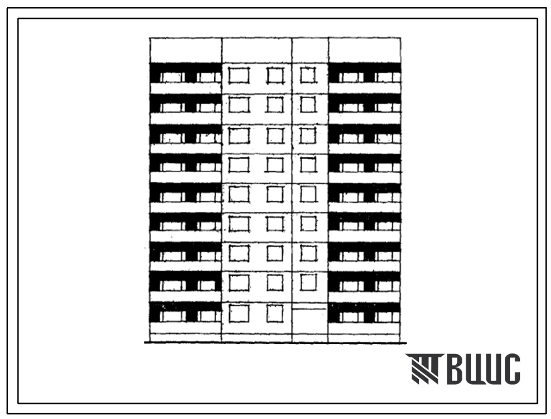 Типовой проект 1Лг-602-019/1 Блок-секция 9-этажная 35-квартирная торцевая правая 1А-2Б-2Б-3Б (для городского строительства в Латвийской ССР)