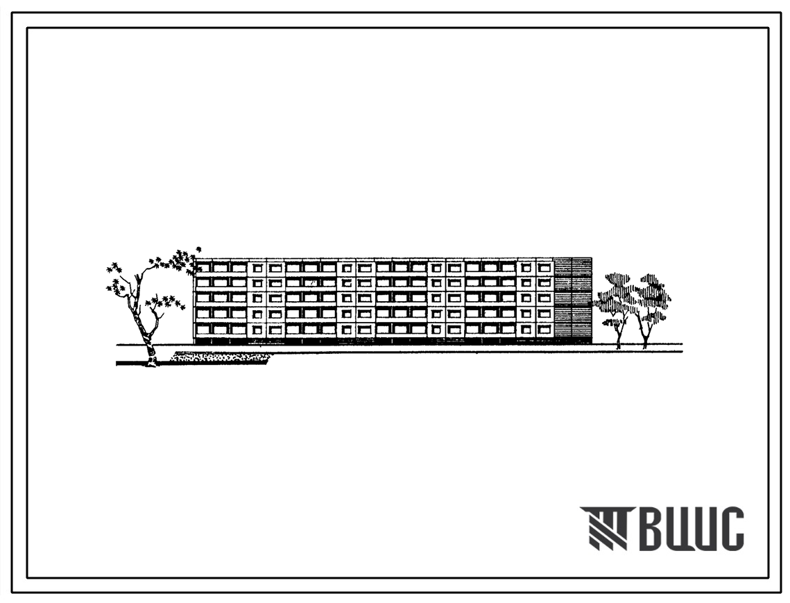 Типовой проект 1-464Ли-17/2  Пятиэтажный четырехсекционный крупнопанельный жилой дом на 60 квартир (однокомнатных  5, двухкомнатных  35, трехкомнатных  15, четырехкомнатных  5.