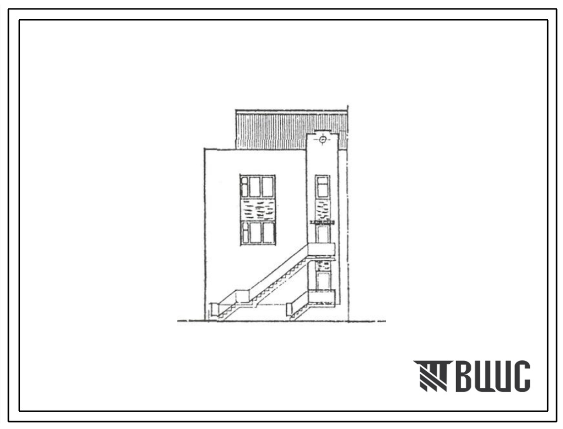 Типовой проект 000-954с.93 Блок-секция 3-этажная 2-квартирная правая (3П) со стенами из кирпича (3Б, 2Б)