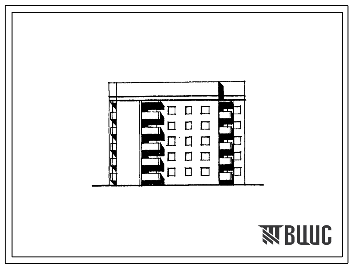 Типовой проект 89-0136.13.91 5-этажная торцовая блок-секция 1Б.2Б.3Б.3Б на 20 квартир (правая) (для строительства в Белорусской ССР)