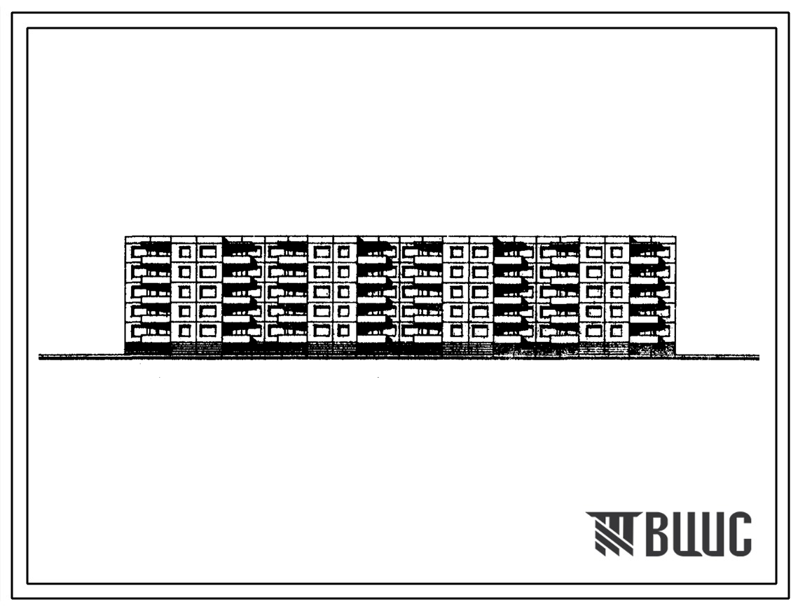 Типовой проект 1-464ЛИ-К54 Пятиэтажный четырехсекционный дом для малосемейных из 100 квартир (однокомнатных – 80, двухкомнатных – 20). Для строительства во 2В климатическом подрайоне Литовской ССР