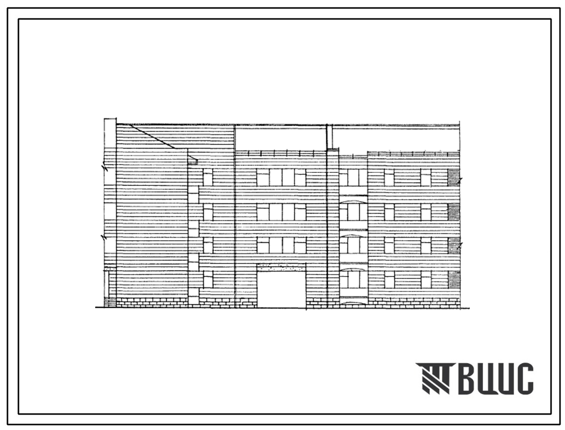 Типовой проект 195-07с.23.88 Четырехэтажная блок-вставка поворотная с проездом по первому этажу на 6 комнат (спальни). Для Армянской АССР