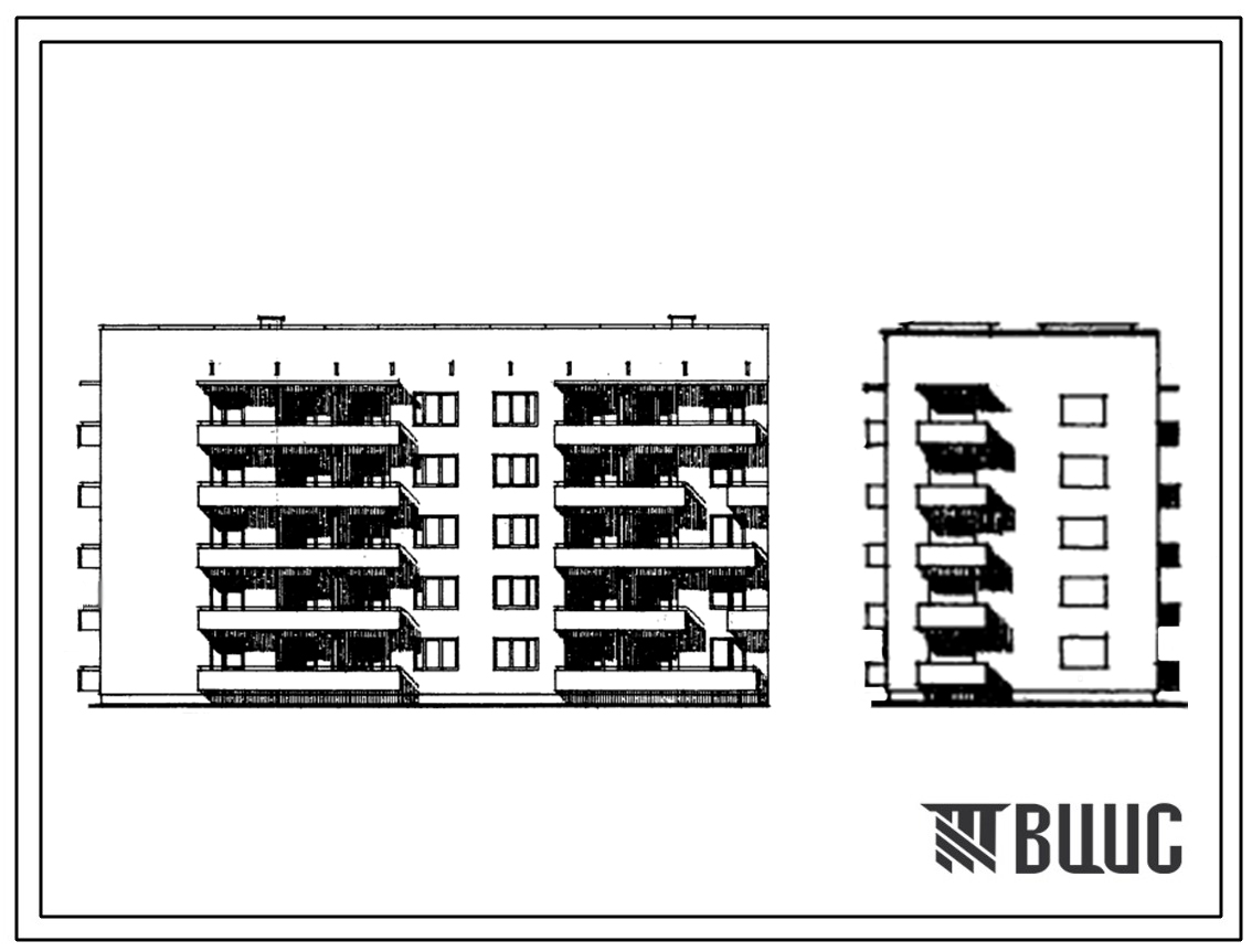 Типовой проект 67-010/78 Пятиэтажная двойная блок-секция на 25 квартир торцовая 1Б.2Б.3Б-2Б.3Б, левая