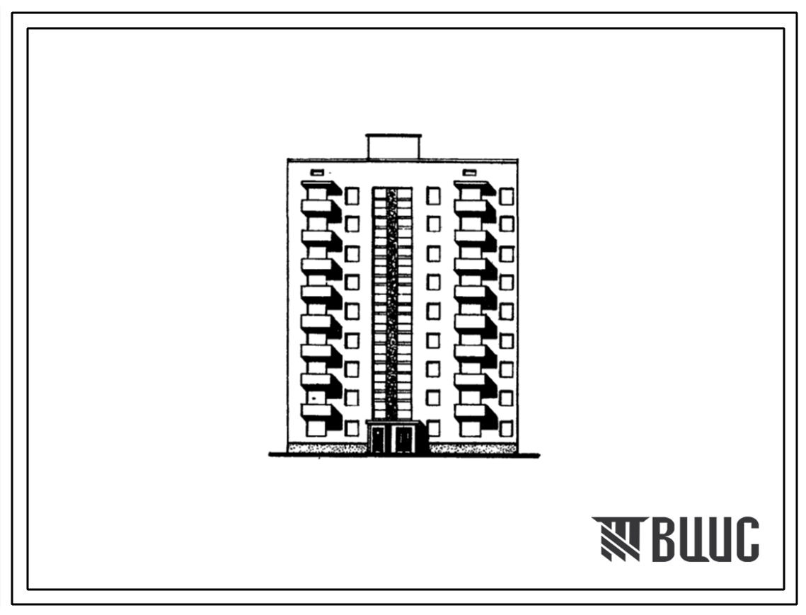 Типовой проект 87-091/1 Девятиэтажная унифицированная блок-секция на 36 квартир с набором квартир (однокомнатных 1Б-9; двухкомнатных 2Б-19; трехкомнатных 3А-8).
