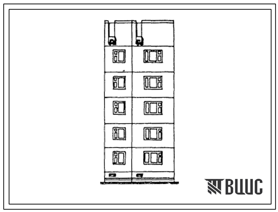 Типовой проект 97-0244.23.86 5-этажный 5-квартирный рядовой блок-комплект левый 5Рл1-4А (для г. Караганды)
