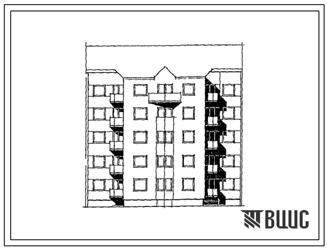 Типовой проект 103-053.13.90 Блок-секция рядовая с торцевыми окончаниями 5-этажная 15-квартирная 2-2-3 для строительства в Латвийской республике