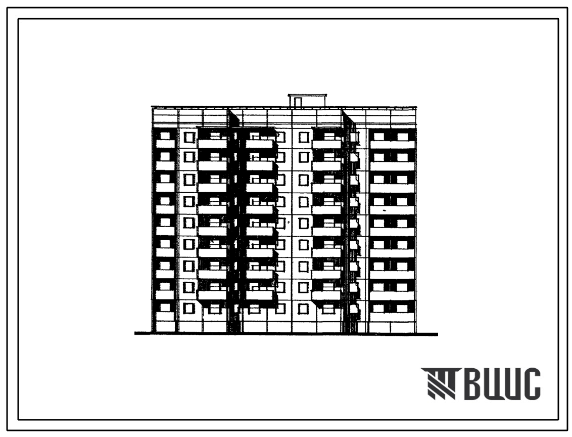 Типовой проект 94-054/1.2 9-этажная блок-секция для малосемейных на 81 квартиру, левая 1А-1А-1А-1Б-1Б-1Б-1Б-1Б-1Б