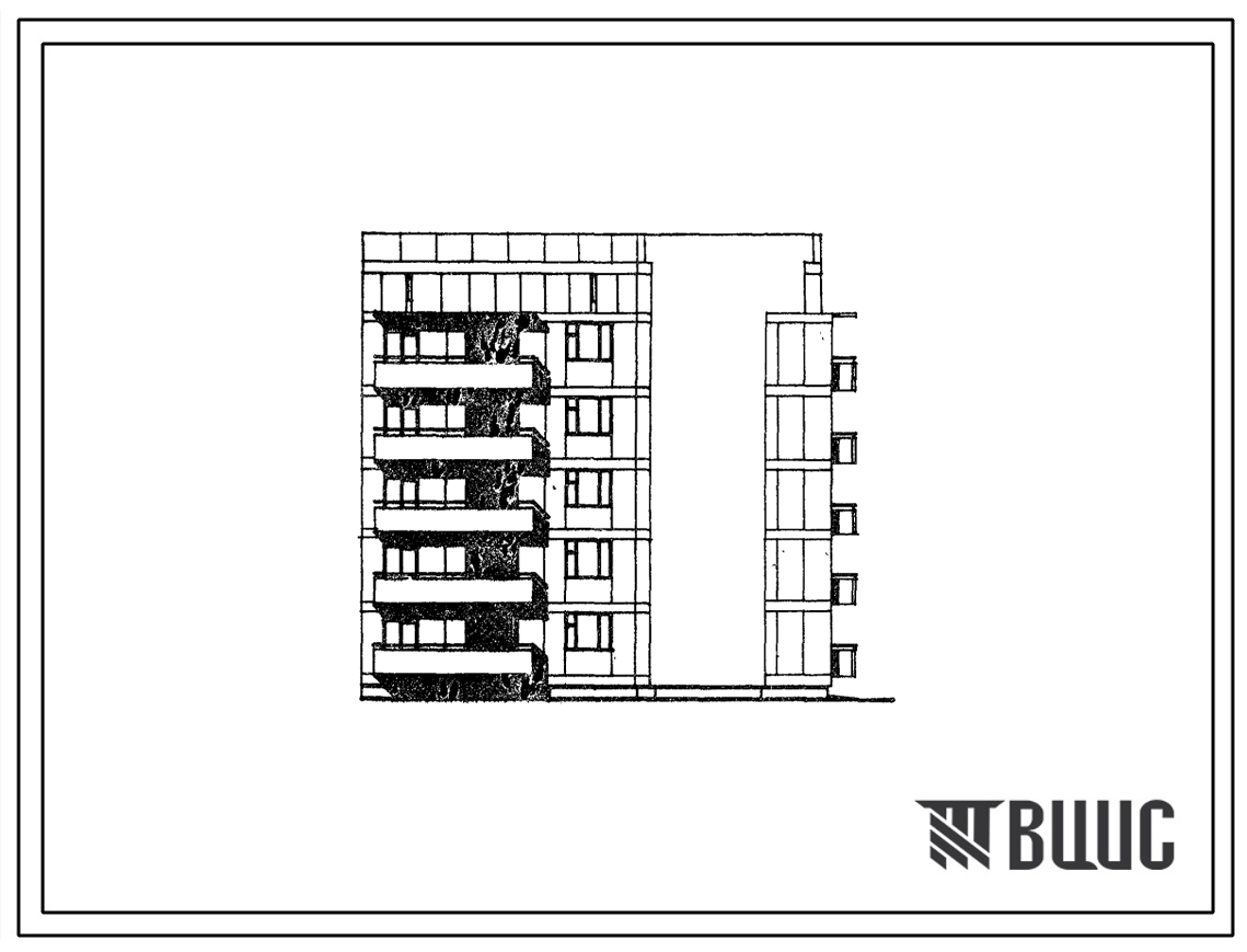 Типовой проект 67-036/1.2 Пятиэтажная блок-секция угловая (Т-образная) на 15 квартир 2Б, 2Б, 2Б (правая)