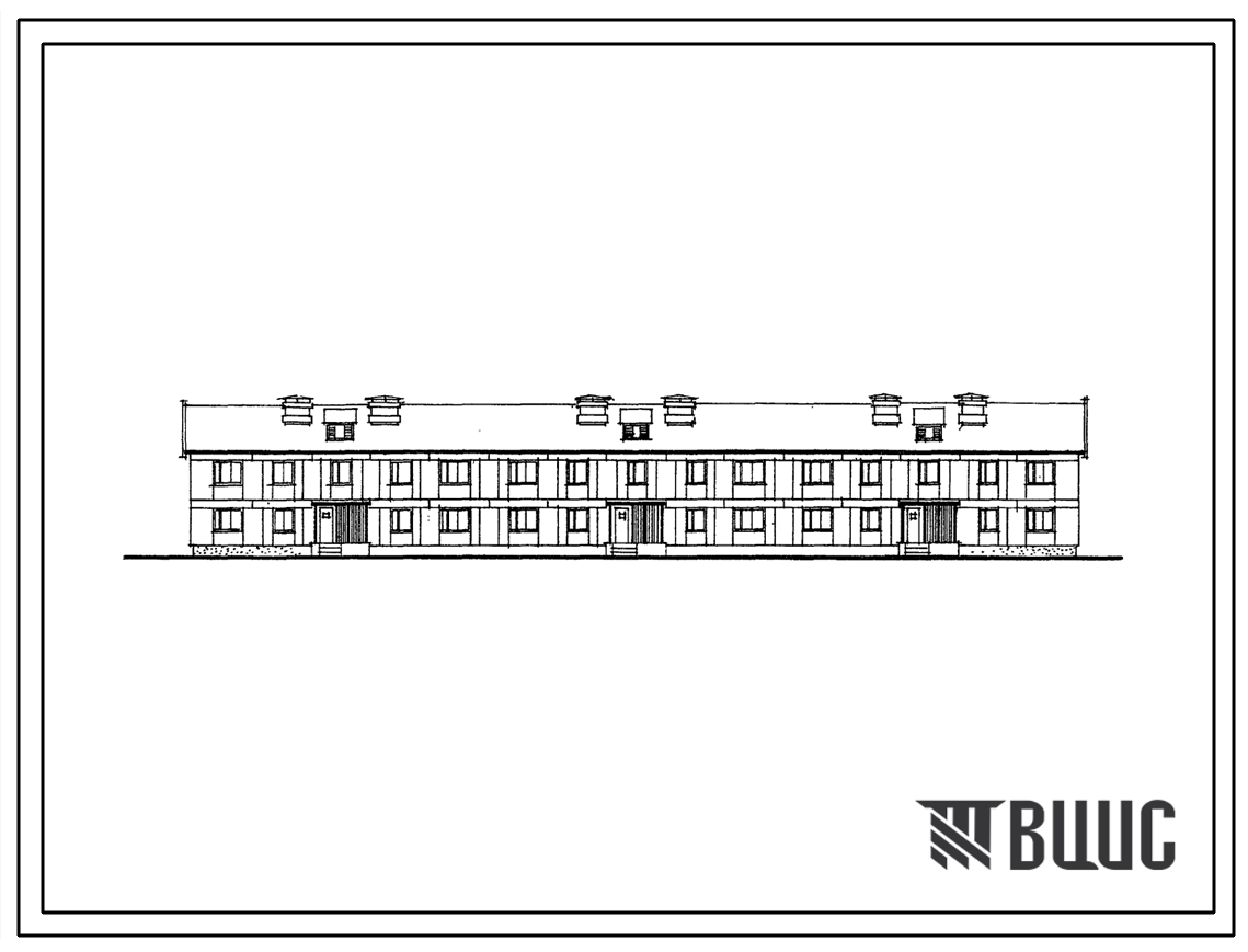 Типовой проект 113-115-71/1 Двухэтажный секционный жилой дом на 12 квартир (двухкомнатных 2Б-6, трехкомнатных 3А-6). Со стенами из арболита Для строительства в 1В и 2В климатических подрайонах