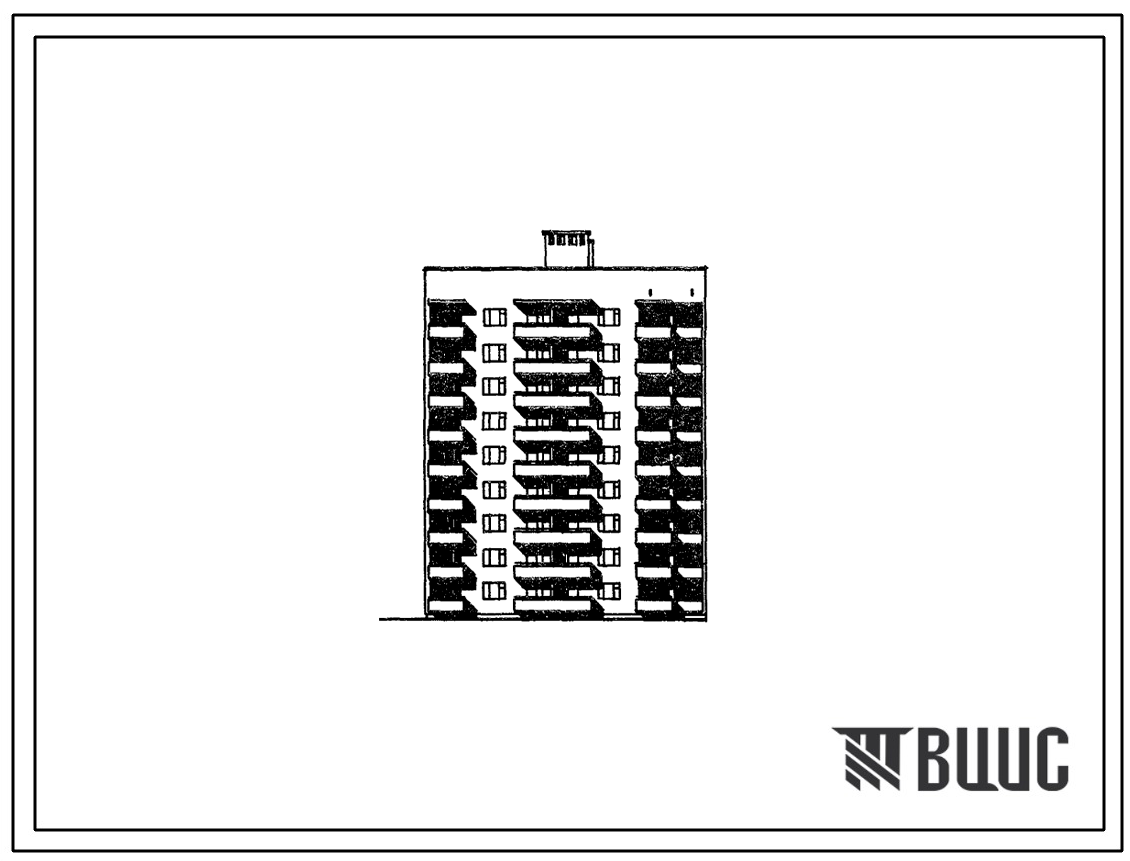 Типовой проект 67-024/1.2 Девятиэтажная блок-секция на 36 квартир торцовая 2Б, 2Б, 2Б, 3Б (левая)
