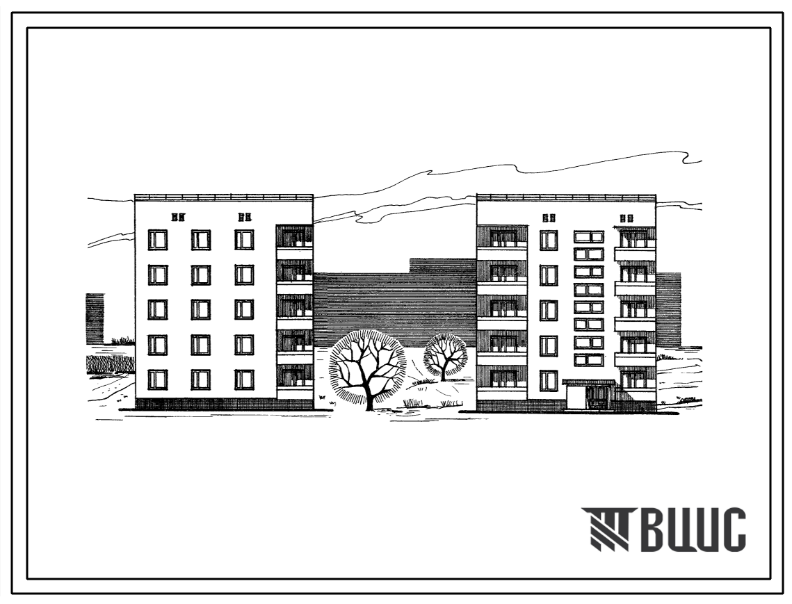 Типовой проект 87-07/72 Блок-секция пятиэтажного дома рядовая правая на 10 квартир (двухкомнатных 2Б-5, трехкомнатных 3Б-5). Для строительства во 2В, 3Б 3В климатических подрайонах Украинской ССР.