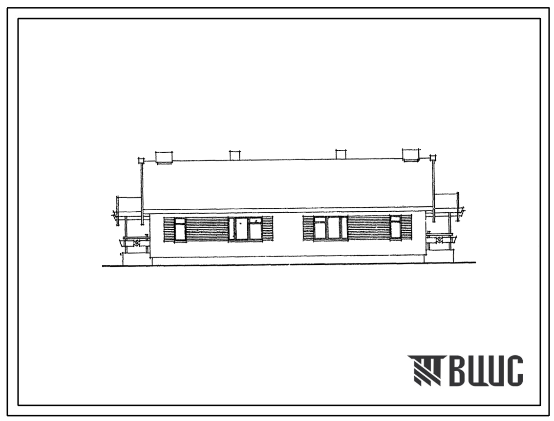 Типовой проект 184-16-41/1 Одноэтажный двухквартирный жилой дом с двухкомнатными квартирами. Для индивидуальных застройщиков.