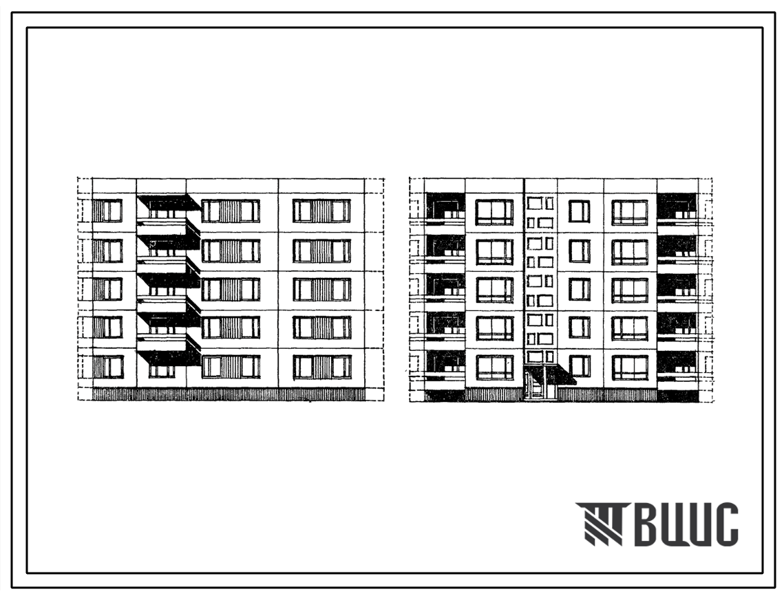 Типовой проект 99-011 Пятиэтажная блок-секция рядовая правая на 15 квартир (двухкомнатных 2Б-5, трехкомнатных 3Б-10). Для строительства в 1В климатическом подрайоне, 2 и 3 климатических районах.
