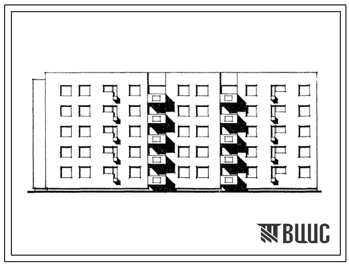Типовой проект 114-06С Торцовая блок-секция 5-этажного жилого дома на 30 квартир со стенами из кирпича 2.3.4 - 2.2.2