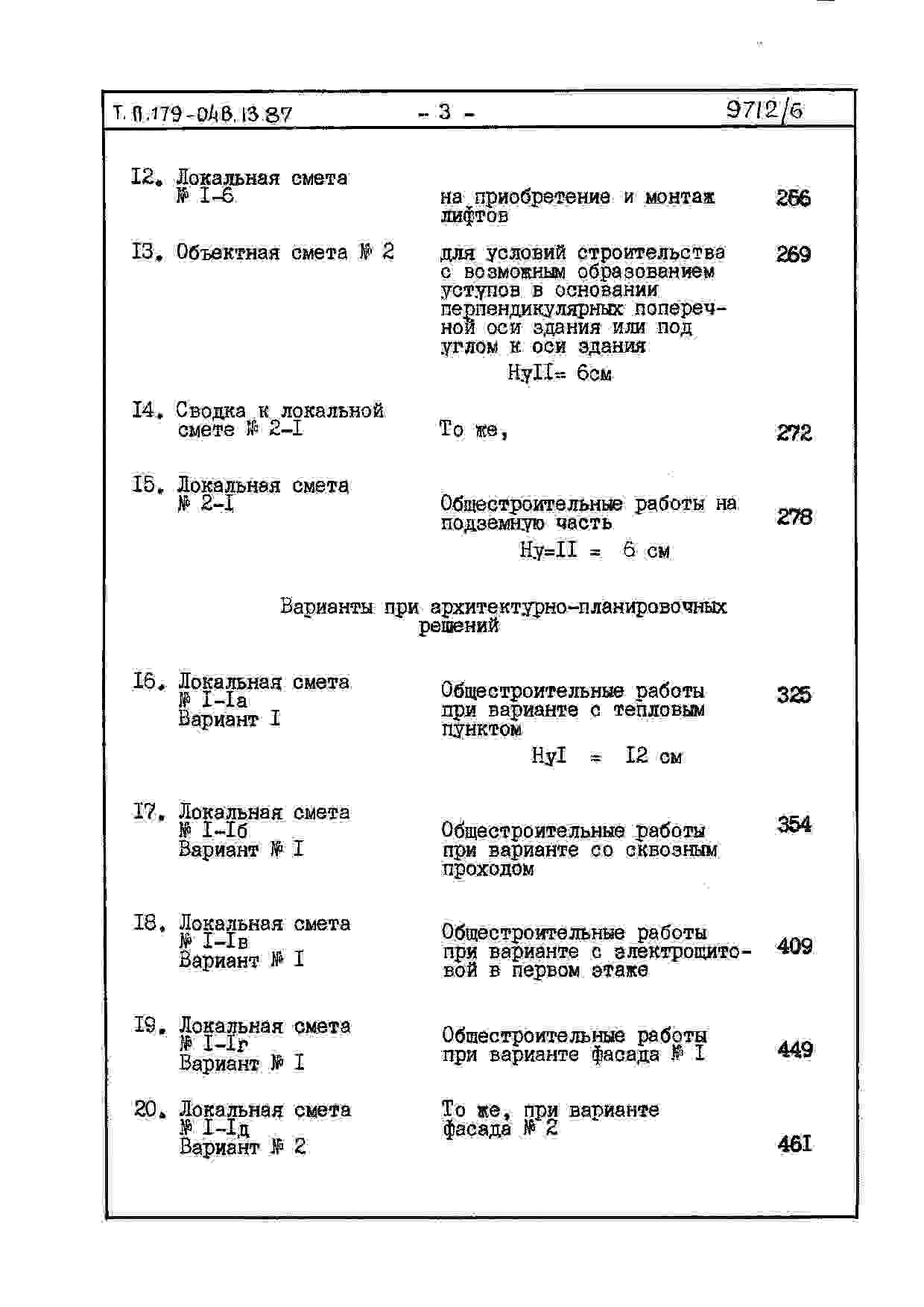 Состав альбома Типовой проект 179-04в.13.87Альбом 6 СМ 1 Сметная документация (на блок-секцию). Книги 1,2,3,4