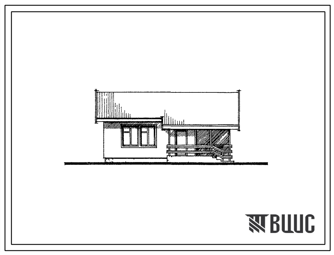 Типовой проект 181-115-66/1 Одноэтажный жилой дом с двухкомнатной квартирой типа 2Б. Для строительства в 1В и 2В климатических подрайонах