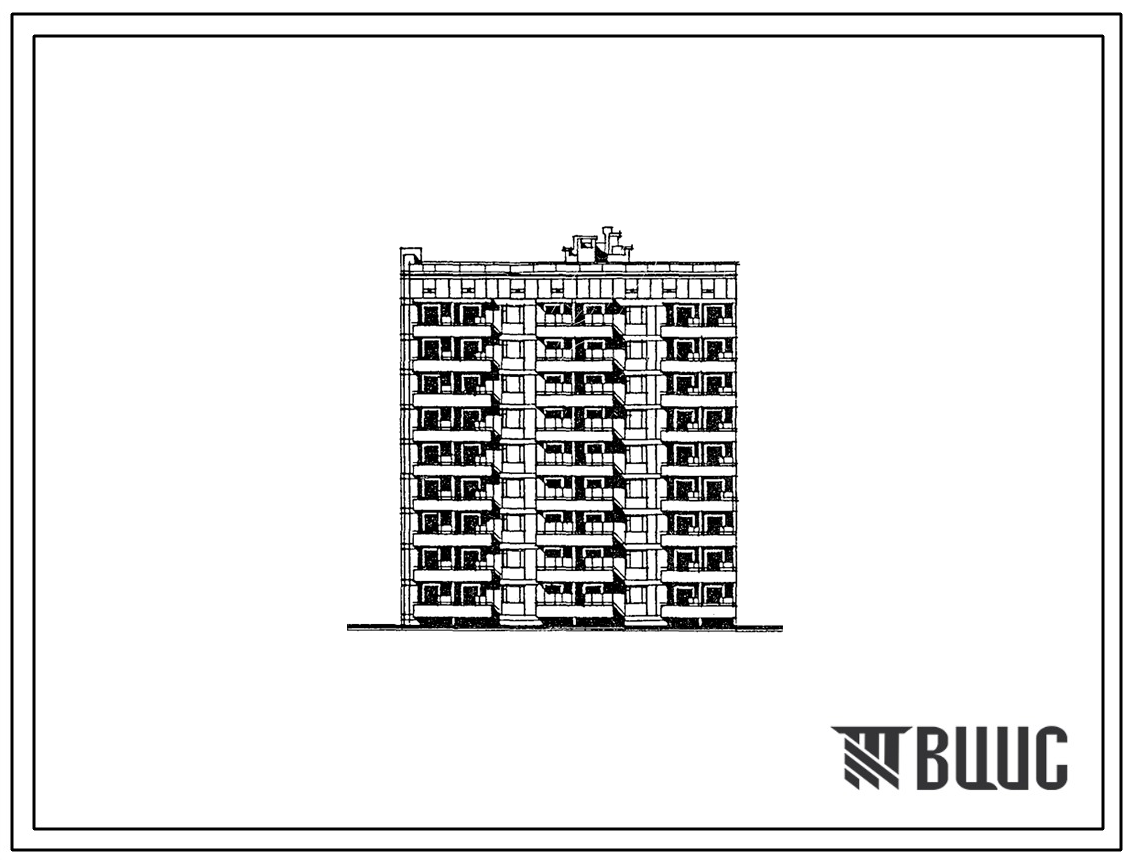 Фасады Типовой проект 67-045.87 Девятиэтажная  блок-секция торцовая на 36 квартир 2, 2, 3, 4 (левая)