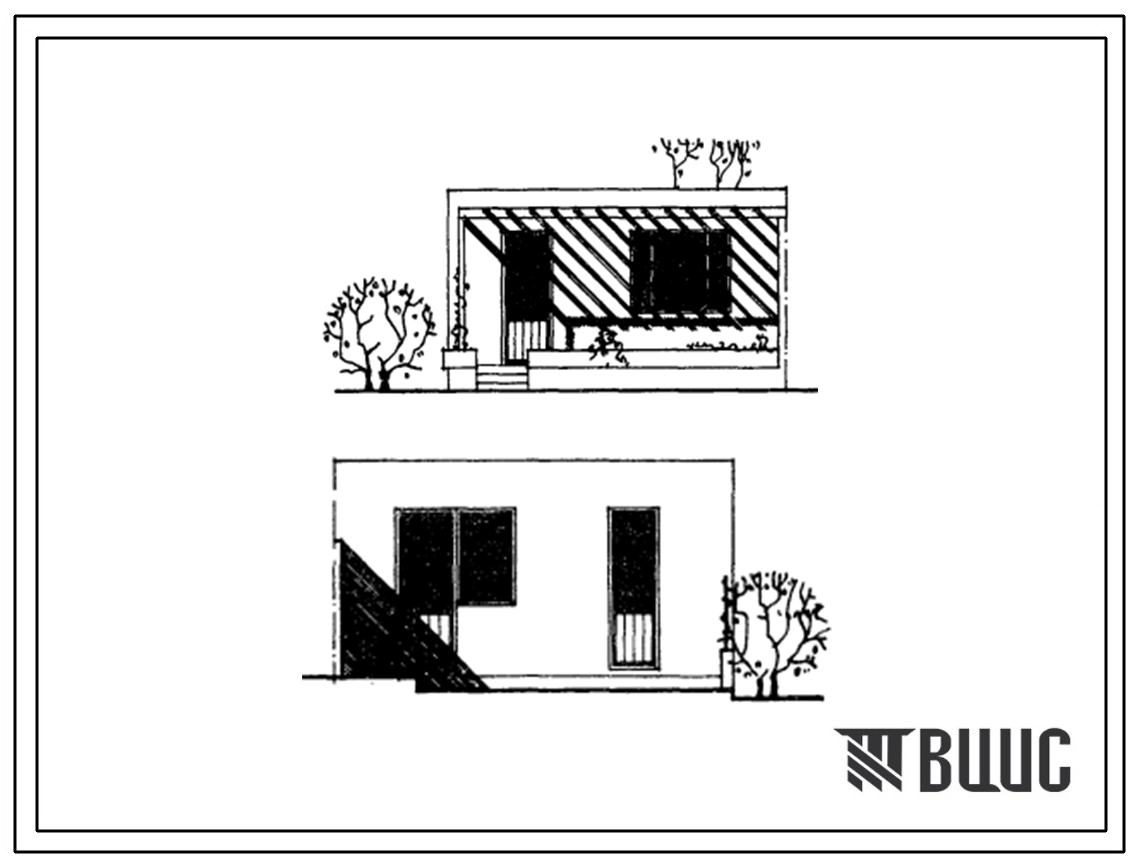 Типовой проект 185-000-281с.84 1-комнатный летний садовый домик блокированного типа. Для строительства в 3В,4Б,4В климатических подрайонах Азербайджанской ССР сейсмичностью 7 баллов.