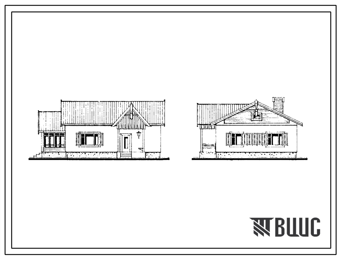Фасады Типовой проект 188-235-3.86 Одноэтажный жилой дом с трехкомнатной квартирой тип 3Б. Для индивидуальных застройщиков