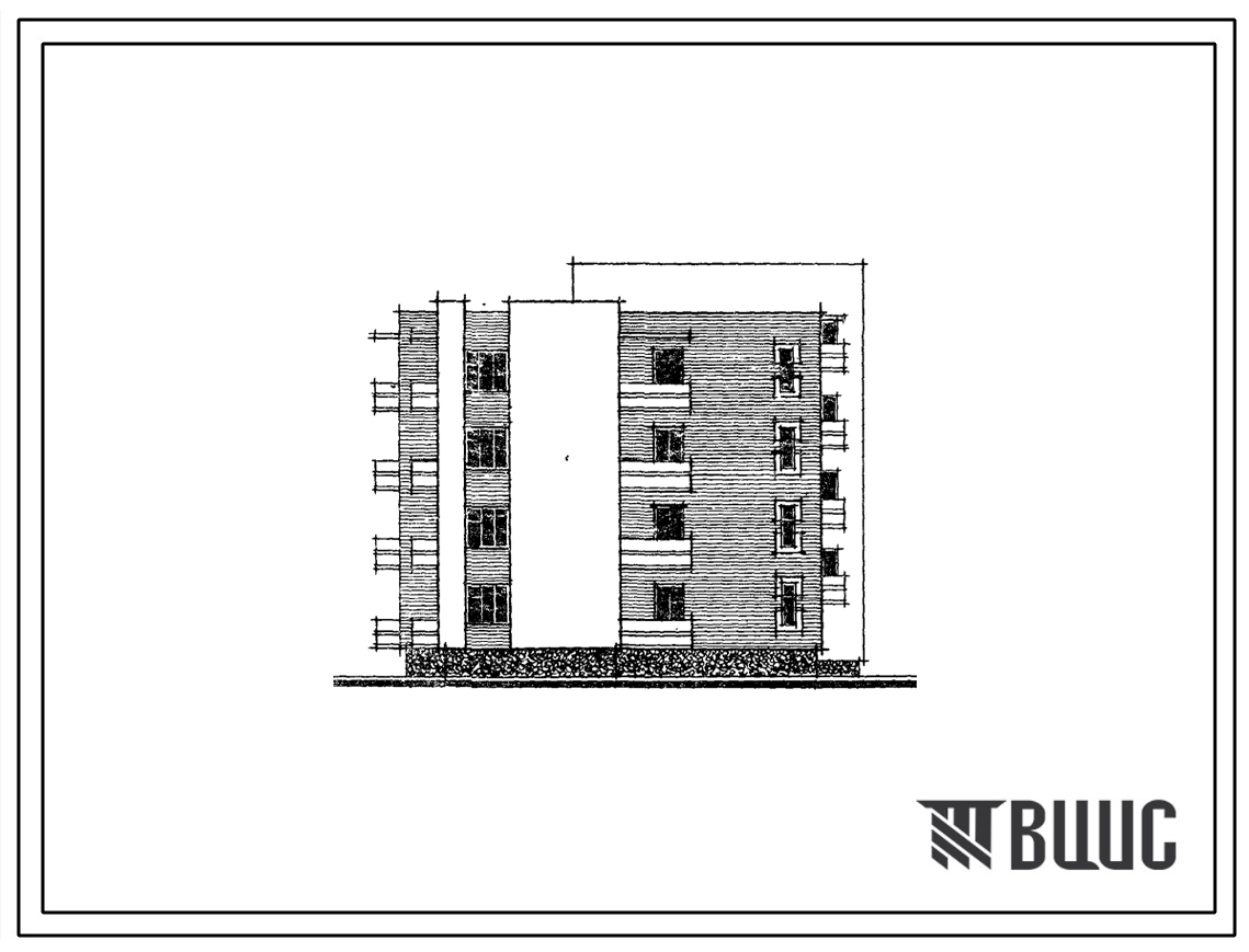 Фасады Типовой проект 154-89-84/1.2 Жилой дом для малосемейных четырехэтажный 16-квартирный с однокомнатными квартирами.