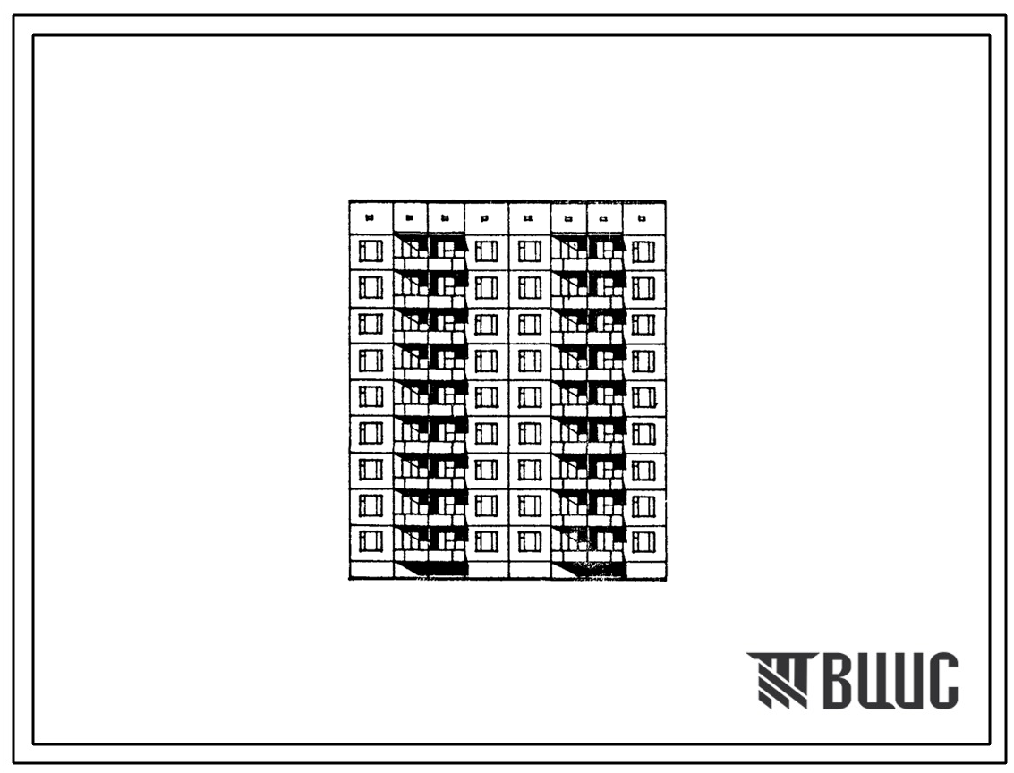 Типовой проект 191-01.13.87 Блок-секция 9-этажная 54-квартирная для малосемейных 1.1.1.1.2.2 (для строительства в Тюменской области)