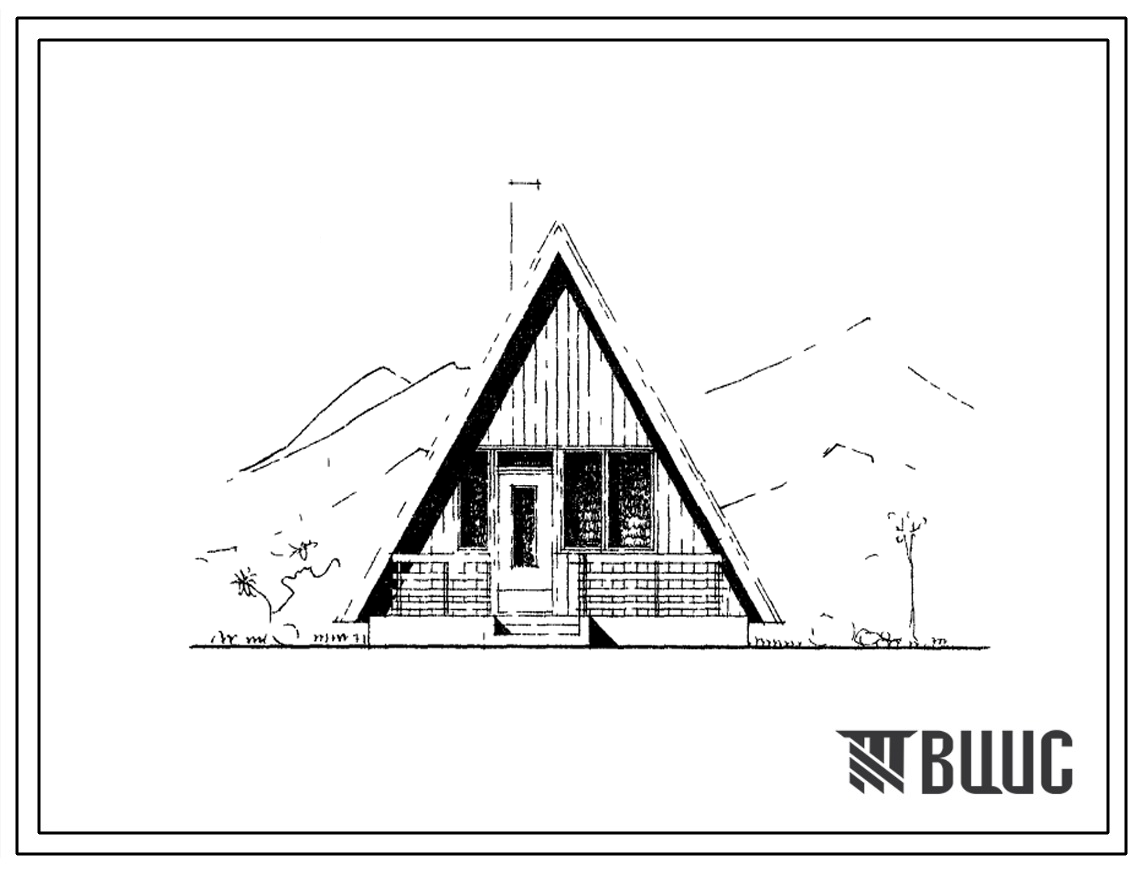 Типовой проект 189-000-83с Одноэтажный двухкомнатный садовый домик. Для строительства во 2В, 3В климатических подрайонах Казахстана ССР сейсмичностью 7, 8 и 9 баллов