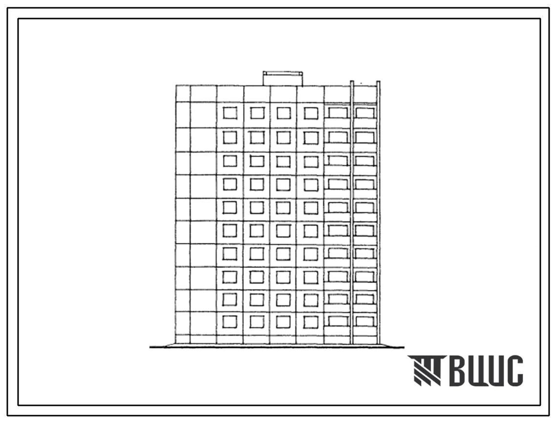 Типовой проект 121-0163.13.87 Блок-секция торцевая левая 10-этажная 40-квартирная 2-2-2-3 (для условий применения в Чувашской АССР)