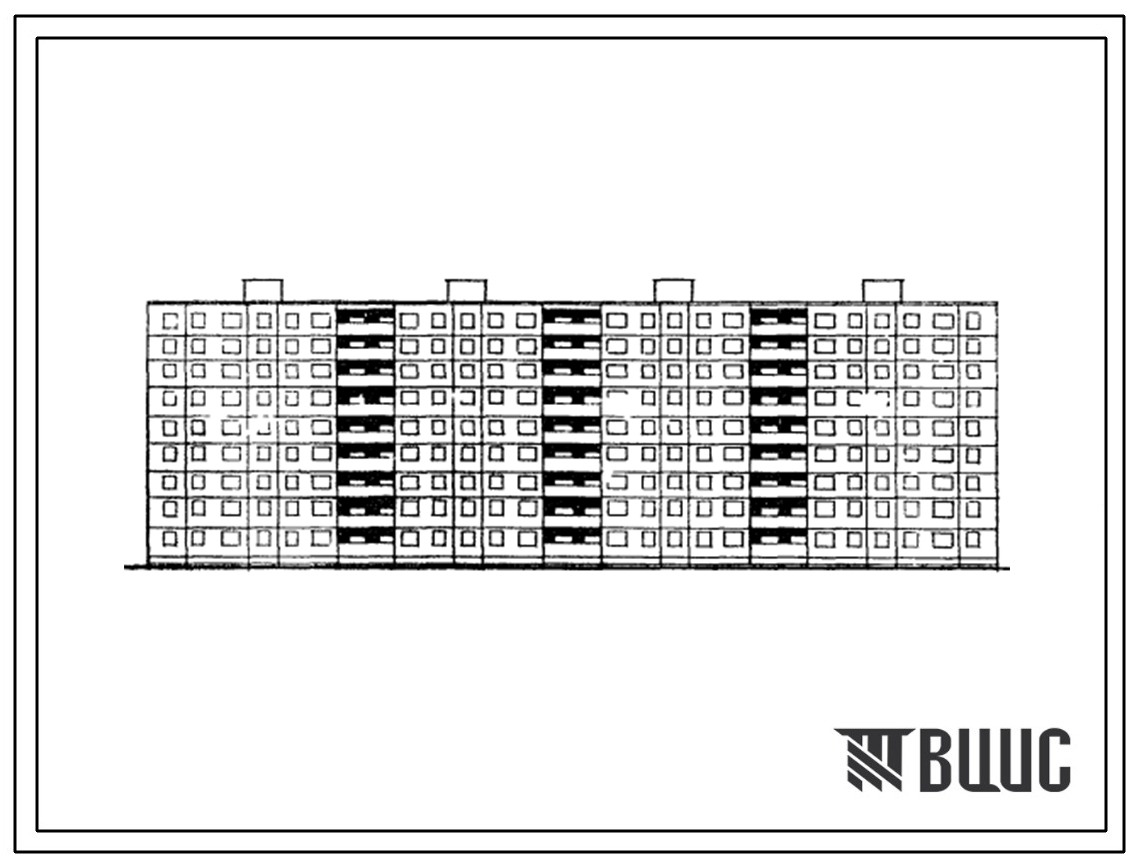 Типовой проект П-49-04/Ю Девятиэтажный четырехсекционный крупнопанельный жилой дом на 143 квартиры