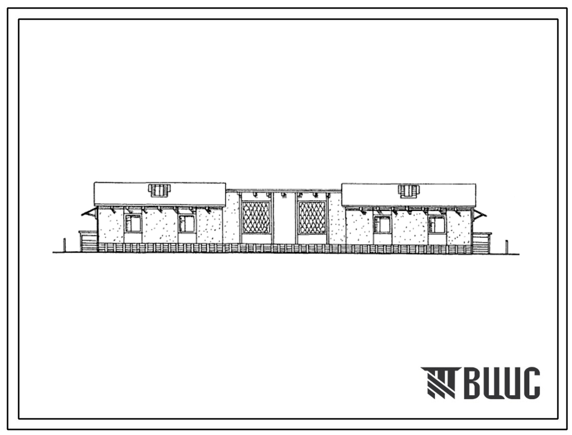 Типовой проект 184-40-123с.13.86 Одноэтажный двухквартирный жилой дом с 4-комнатными квартирами с надворными постройками для индивидуального строительства в предгорных районах южной зоны Узбекской ССР (для рельефа с обратным уклоном)