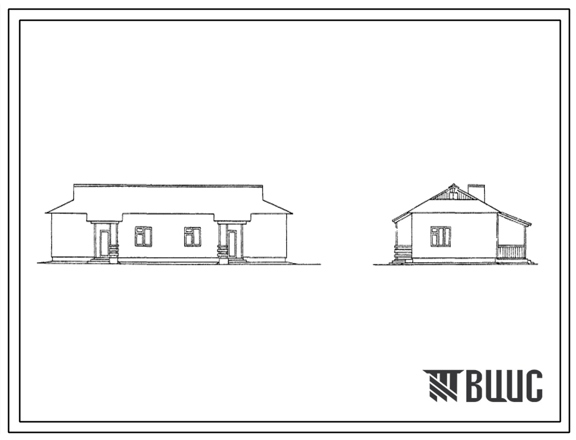 Типовой проект 184-52-162с/1 Одноэтажный жилой дом на 2 квартиры типа 3Б. Для строительства в 3 климатическом районе сейсмичностью 8 и 9 баллов