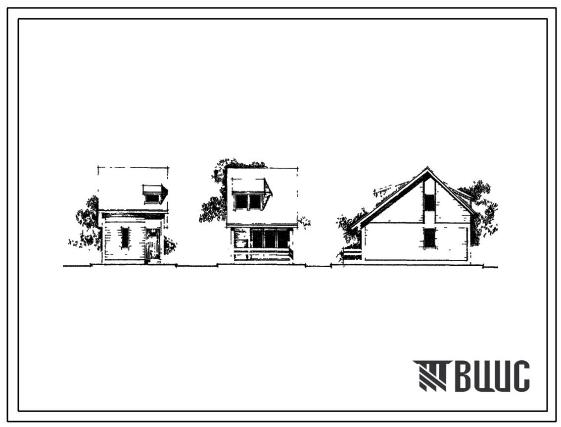 Типовой проект 185-000-77с Мансардный трехкомнатный летний садовый домик (планировочный вариант – 1). Для строительства во 2В, 3Б, 3В и 4Г климатических подрайонах Армянской ССР сейсмичностью 7, 8 и 9 баллов