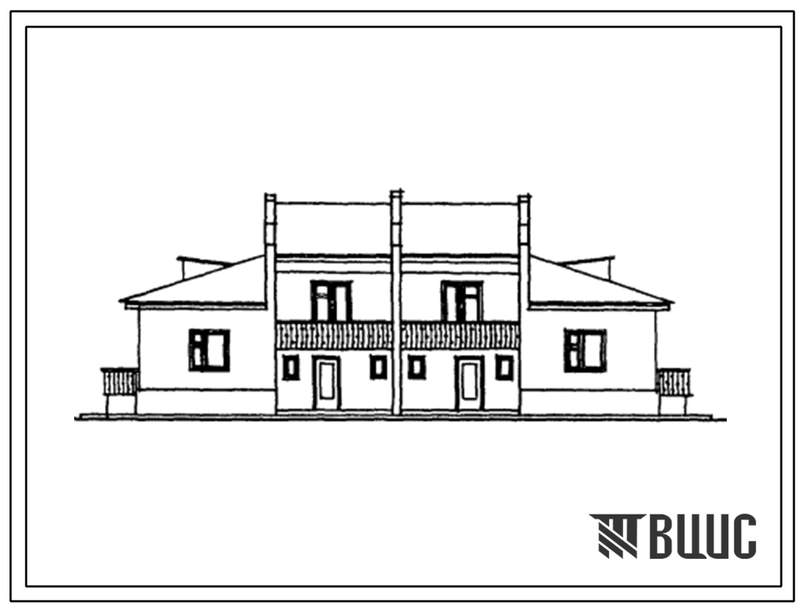 Типовой проект 144-42-157с.13.86 Двухквартирный жилой дом с 3-х комнатными квартирами в двух уровнях для государственного строительства в сельской местности (для Грузинской ССР)