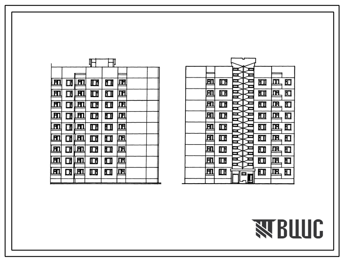 Типовой проект 90-059.85 Девятиэтажная блок-секция торцевая левая на 36 квартир