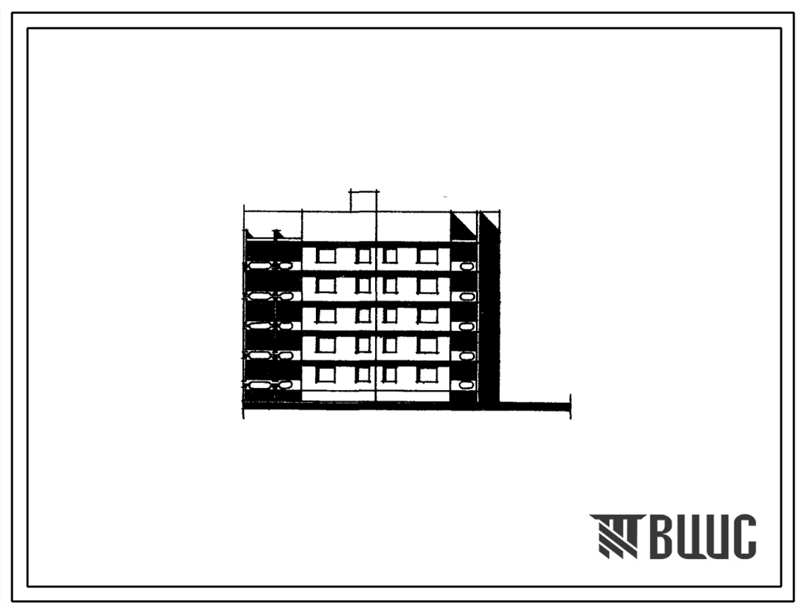Типовой проект 152-05/1 5 этажная торцевая блок-секция на 20 квартир 2Б-2Б-2Б-3Б (левая)