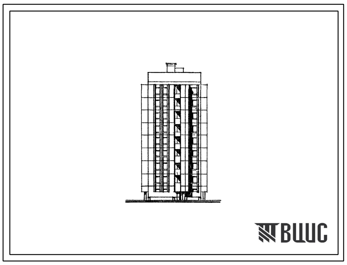 Фасады Типовой проект 184-06м.87 Блок-секция 9-этажная торцевая 2-3-3-4.