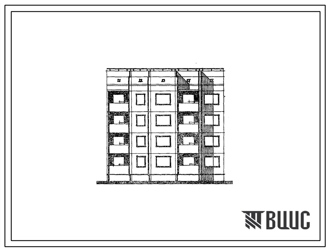 Типовой проект 94-068/1.2 Блок-секция 4-этажная 12-квартирная рядовая, правая, с торцовыми окончаниями, 1Б-2Б-3Б