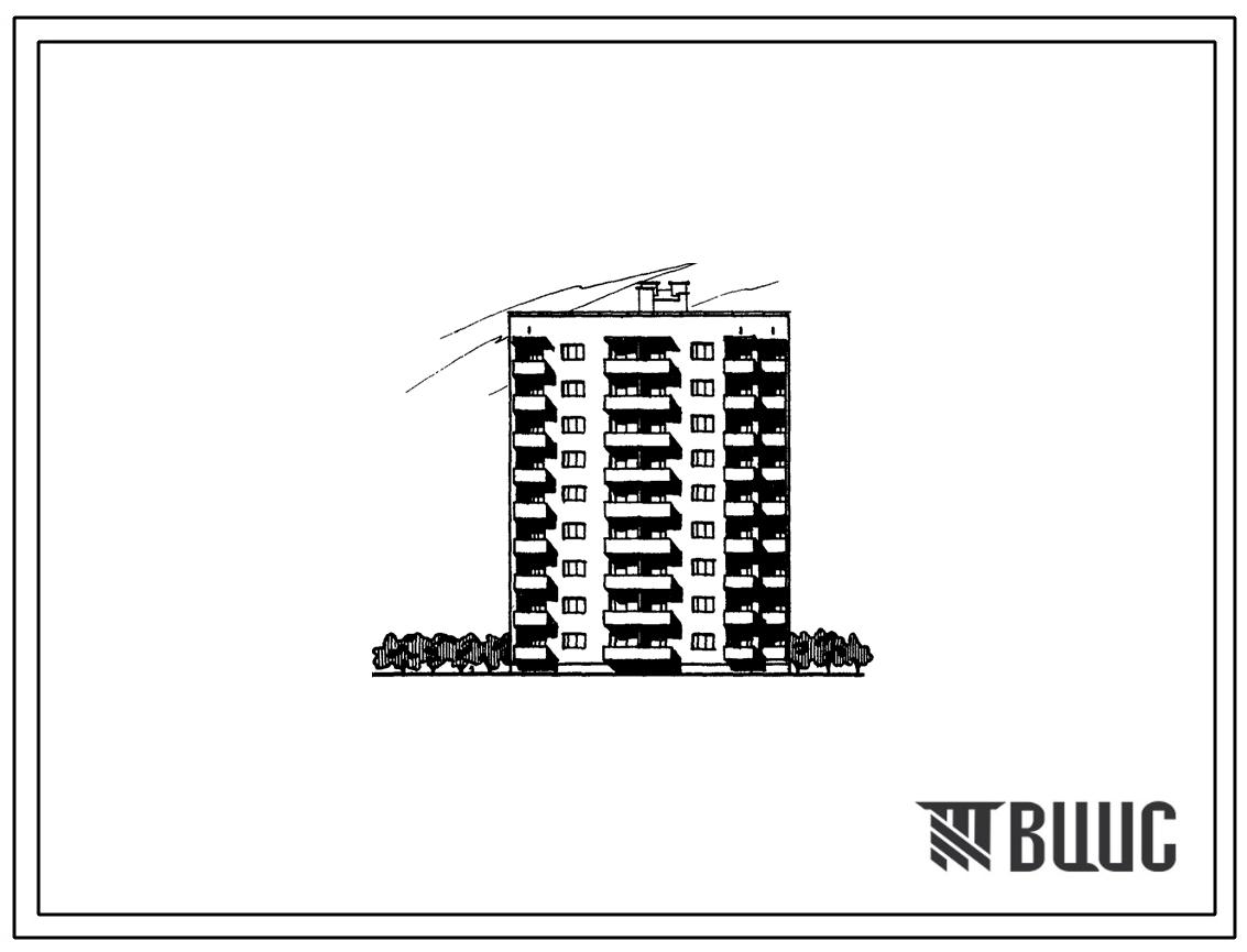 Фасады Типовой проект 67-024/1 Девятиэтажная блок-секция на 36 квартир торцовая 2Б.2Б.2Б.3Б, левая
