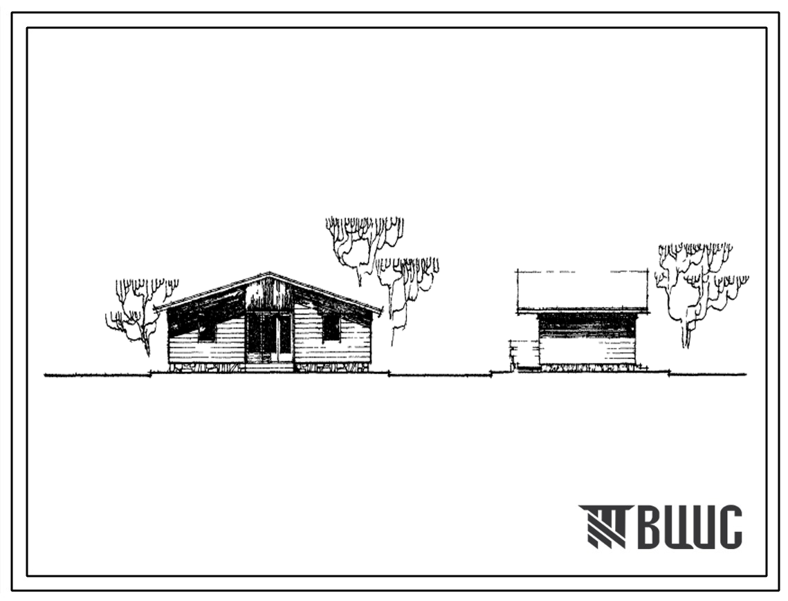 Типовой проект 185-000-76с Одноэтажный двухкомнатный летний садовый домик (планировочный вариант – 2). Для строительства во 2В, 3Б, 3В и 4Г климатических подрайонах Армянской ССР сейсмичностью 7, 8 и 9 баллов
