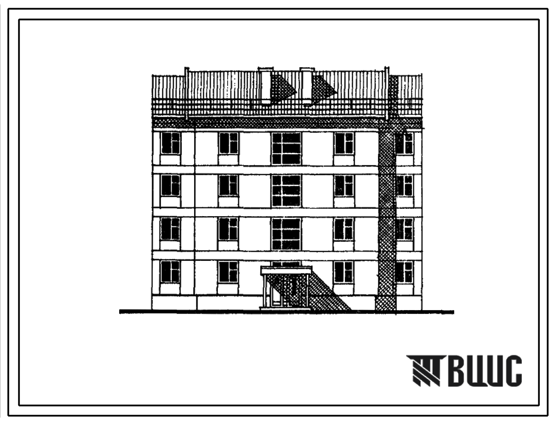 Фасады Типовой проект 24-0214.86 4-этажная 8-квартирная рядовая блок-секция Р 3-3
