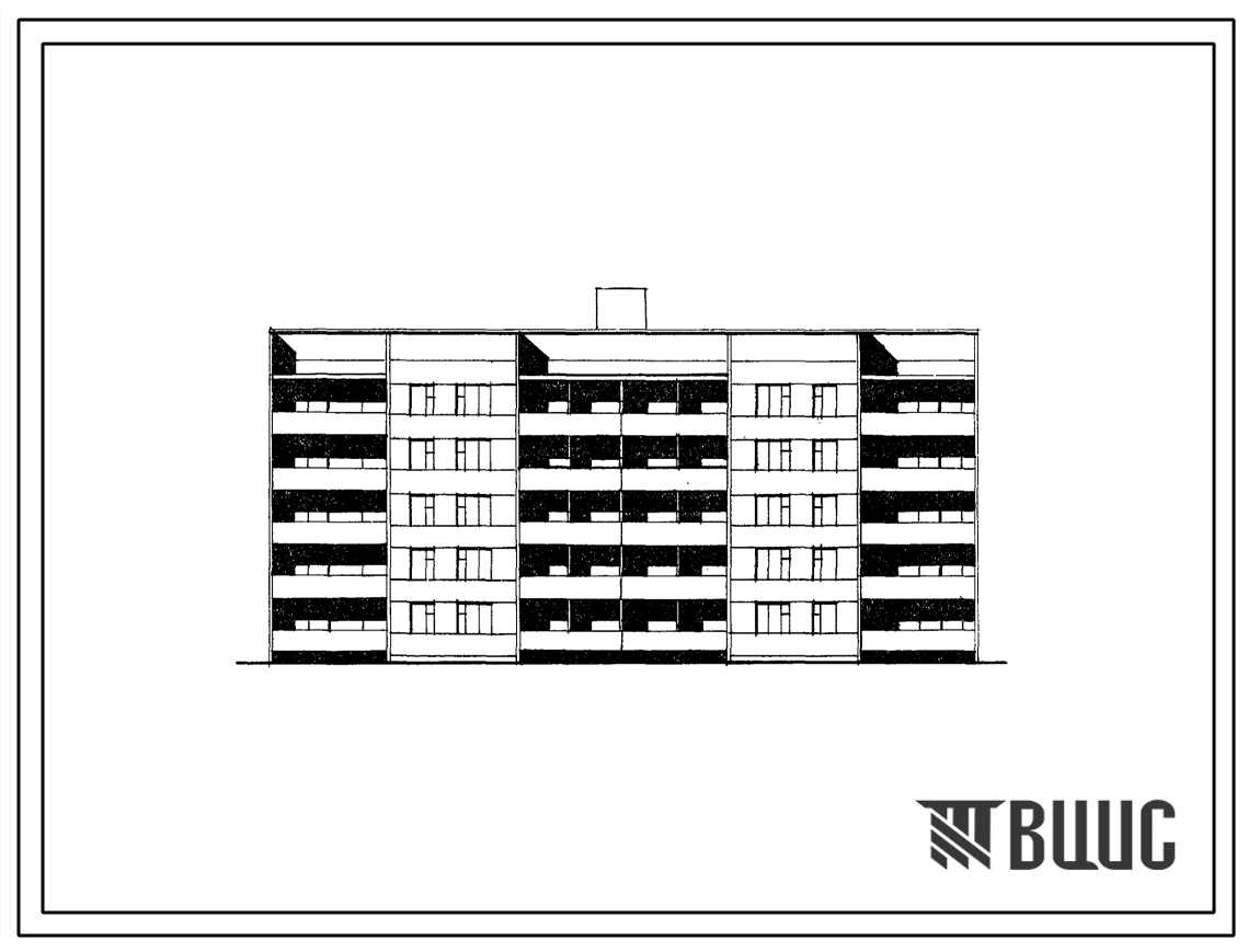 Типовой проект 88-020/1.2 5-этажная рядовая с торцевым окончанием блок-секция 2Б.3Б.3Б-2Б.3Б.3Б на 30 квартир. Для строительства во 2В климатическом подрайоне Белорусской ССР.