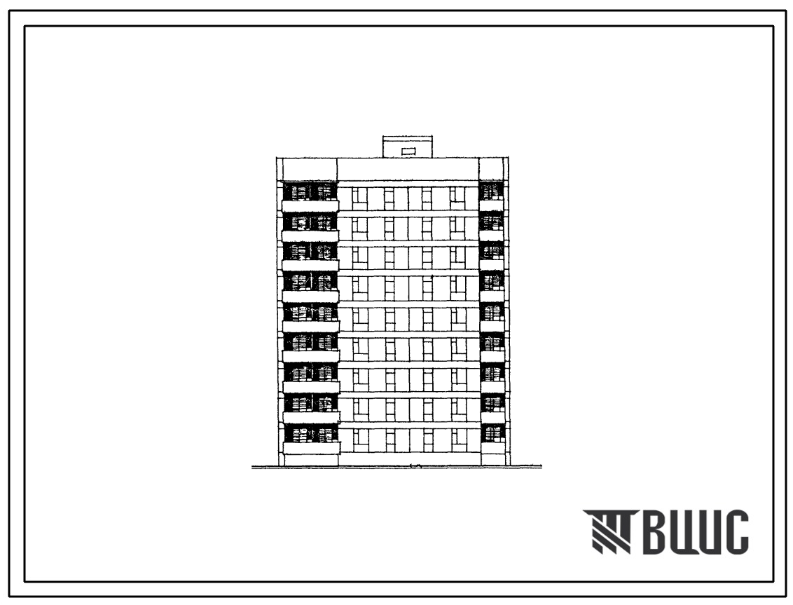Типовой проект 87-085п/2 Блок-секция  торцовая правая 9-этажная 36-квартирная Т-1Б-2Б-2Б-3А