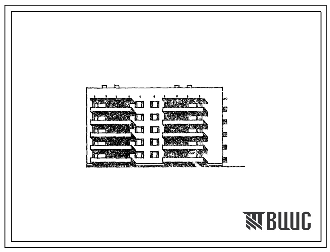 Фасады Типовой проект 67-07с/77.2 Пятиэтажная двойная блок-секция торцовая 1Б, 2Б, 3Б-2Б, 3Б на 25 квартир (правая)