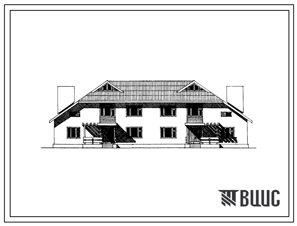 Типовой проект 144-24-302.13.88 Двухквартирный двухэтажный жилой дом с 5-комнатными квартирами (для индивидуальных застройщиков южных районов УССР)