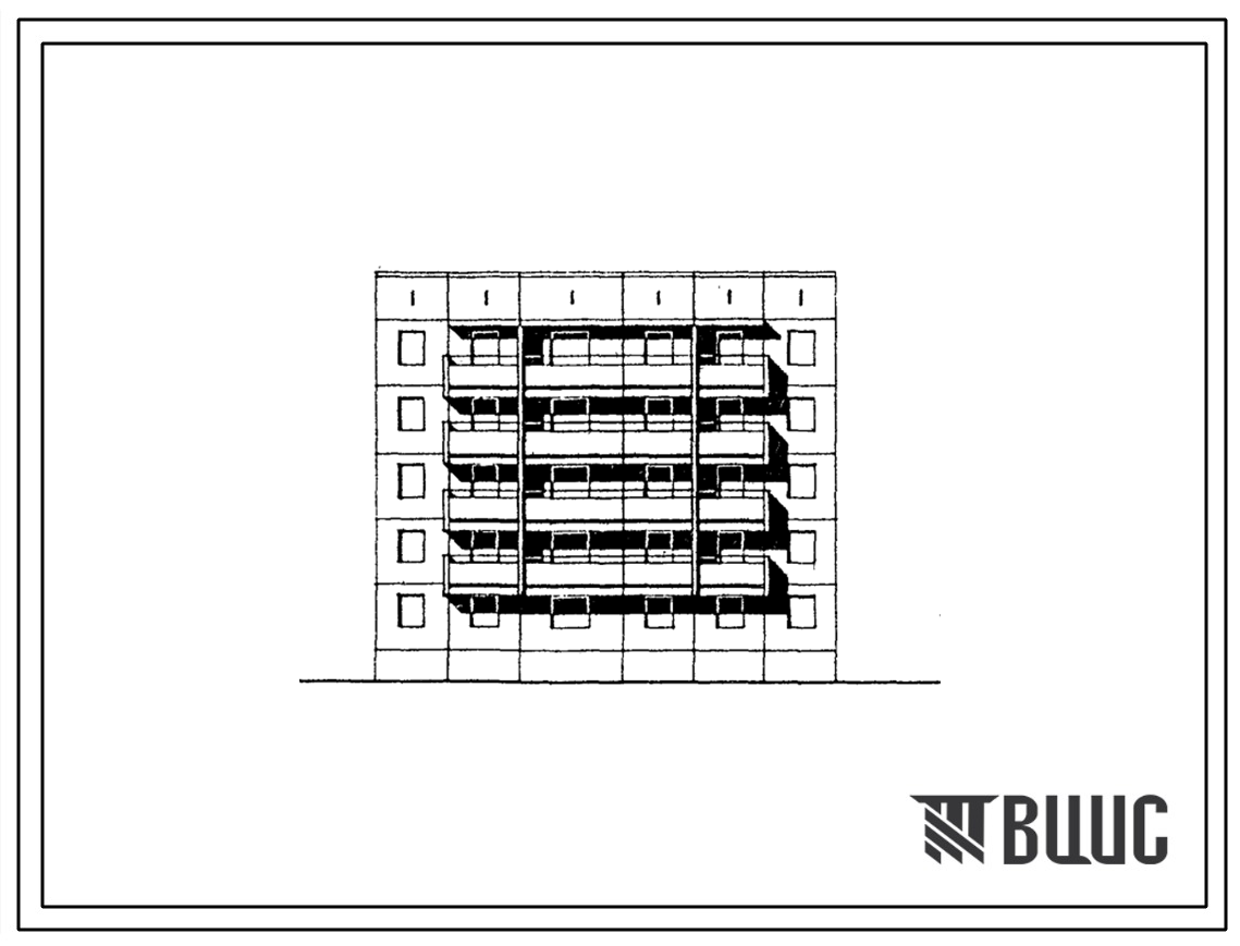 Фасады Типовой проект 97-0284.86 Блок-секция 5-этажная 25-квартирная рядовая для малосемейных 1А.1А.1Б.1Б.1Б