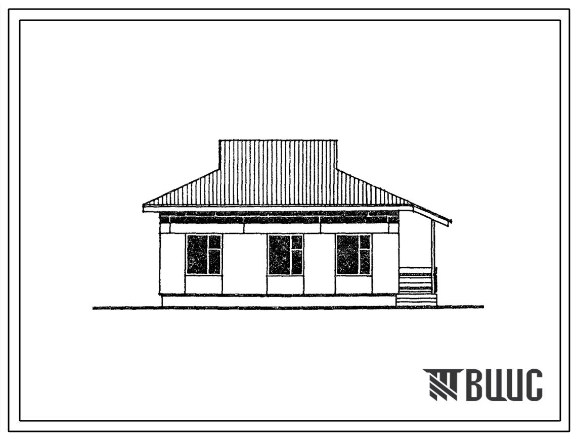 Типовой проект 183-24-188.84 Одноэтажный одноквартирный жилой дом с 2-комнатной квартирой для государственного строительства
