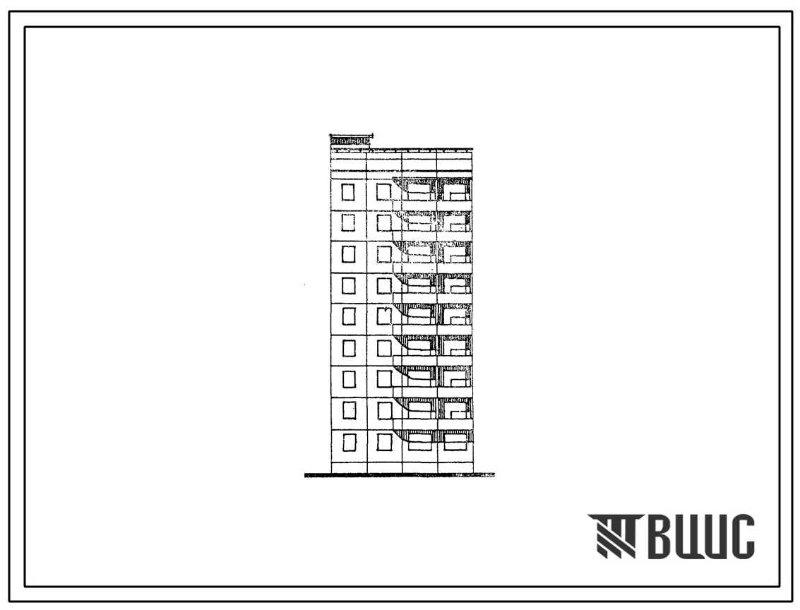 Типовой проект 94-0120.84 9-этажный 27-квартирный блок-элемент, правый Б 3п. 1Б-1Б-2Б /для строительства в г. Херсоне/